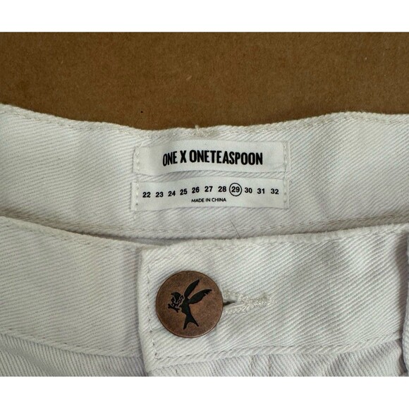 Women’s One Teaspoon Bonitas White Denim Jean Cut Off shorts Size 29 - Picture 6 of 10